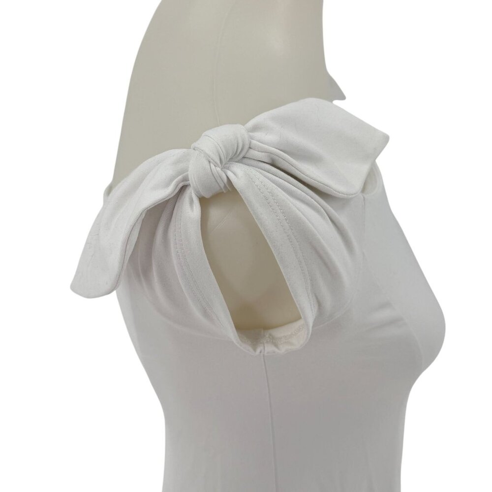 Susana Monaco White Fit & Flare Dress With Bow-Tie Shoulders Size Small - Picture 2 of 5